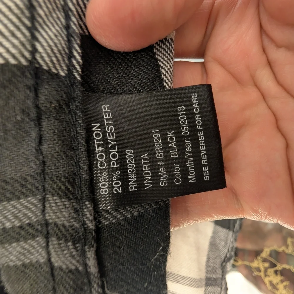 Burnside Gray and Black Plaid Shirt